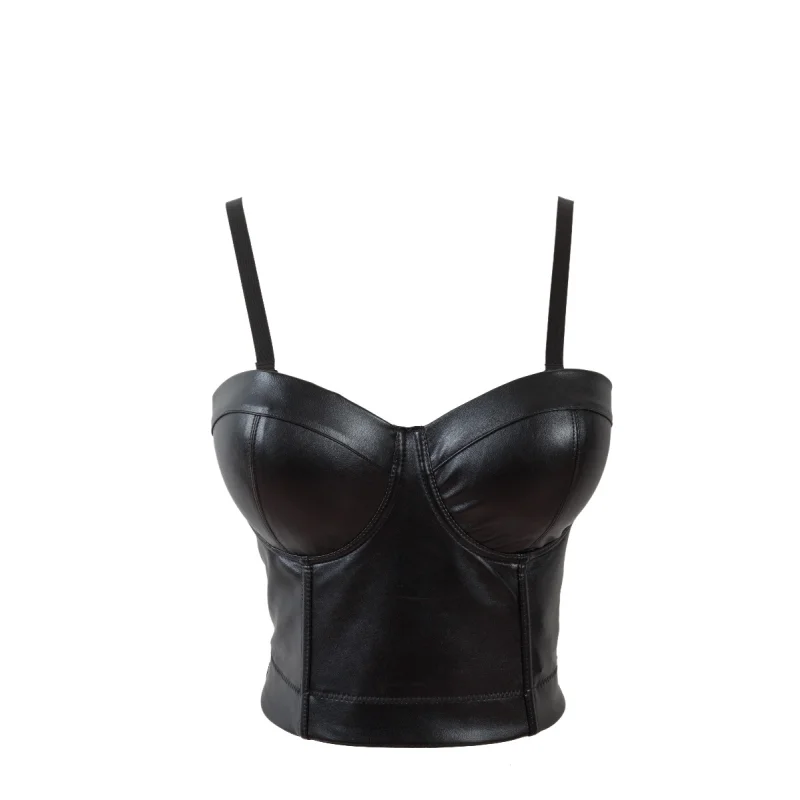 Corset Piele Ecologica Cupe Intarite Negru S
