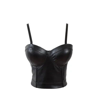 Corset Piele Ecologica Cupe Intarite Negru S