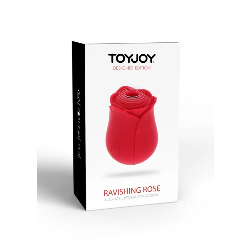 Vibrator ToyJoy - Ravishing Rose, cu unde de aer, 10 moduri de presiune, rosu
