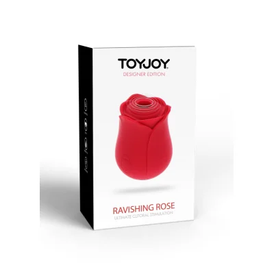 Vibrator ToyJoy - Ravishing Rose, cu unde de aer, 10 moduri de presiune, rosu