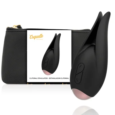 Stimulator clitoridian cu vibrații COQUETTE CHIC DESIRE – Flower, 10 moduri, reîncărcabil USB, silicon, negru