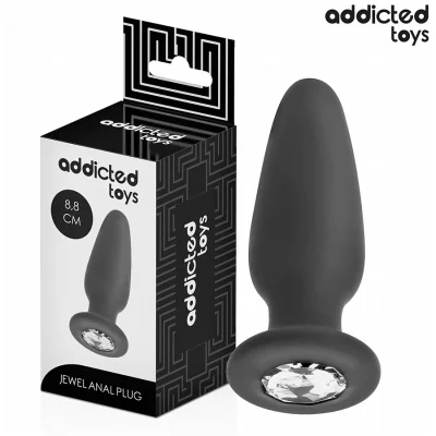 Plug anal ADDICTED TOYS, din silicon medical cu bază bijuterie, mărime S, 8.8 cm