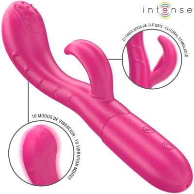 Vibrator cu vibrații INTENSE – Amara cu 10 moduri, încărcare USB, waterproof, silicon medical, roz