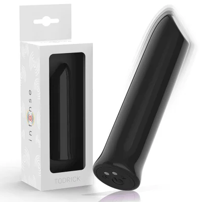 Vibrator bullet cu vibrații INTENSE – Todrick , 10 moduri, încărcare magnetică, silicon medical/ABS, negru