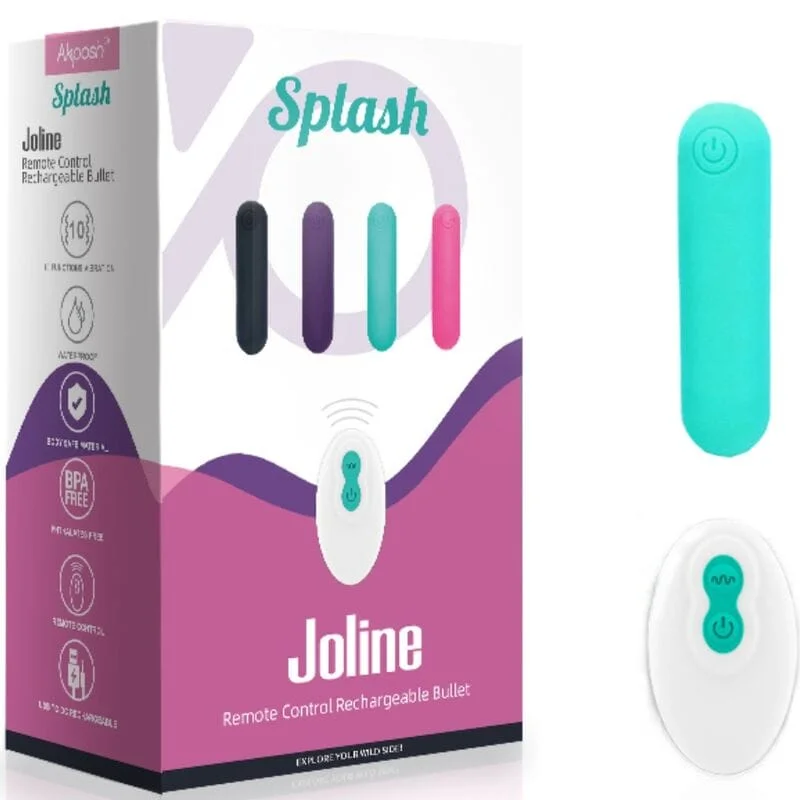 Vibrator bullet Armony – Splash Joline, din silicon, cu telecomandă și 10 vibrații, verde, 6.5 x 1.5 cm
