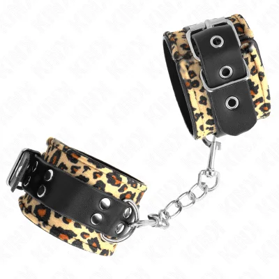 Manșete Kink – din piele naturală model leopard, ajustabile 18–29 cm, lățime 5,5 cm