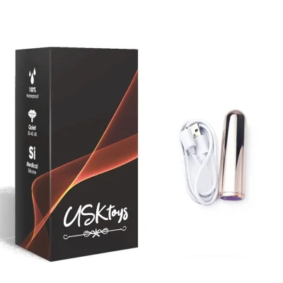 Vibrator bullet Armony – Golden, mini vibrator reîncărcabil, 9 funcții, waterproof, 7.9 cm