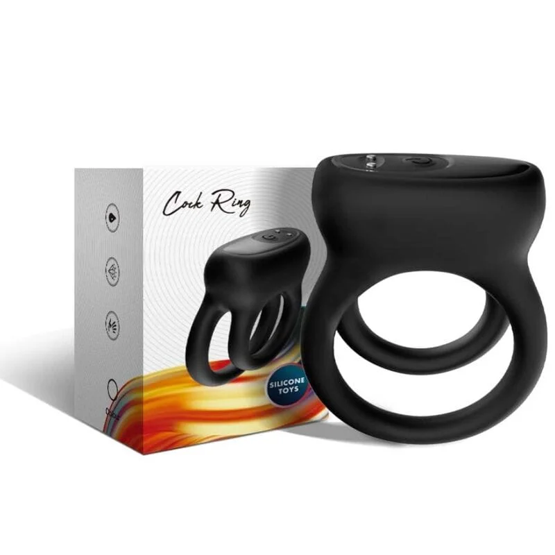 Vibrator Armony – Double Ring, cu 9 funcții de vibrație pentru stimulare în cuplu, silicon medical, negru