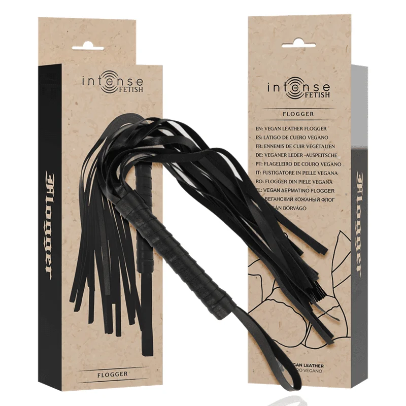 Accesoriu BDSM Intense – Fetish Vegan Leather Flogger, bici din piele vegană pentru jocuri erotice