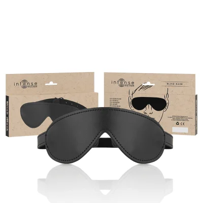 Accesoriu BDSM Intense – Fetish Vegan Blind Mask, mască pentru acoperirea ochilor din piele vegană, reglabilă