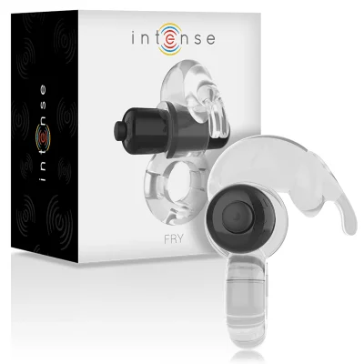 Inel vibrator Intense – Fry Rabbit întârzie ejacularea și stimulează clitorisul, 1 mod de vibrație, transparent