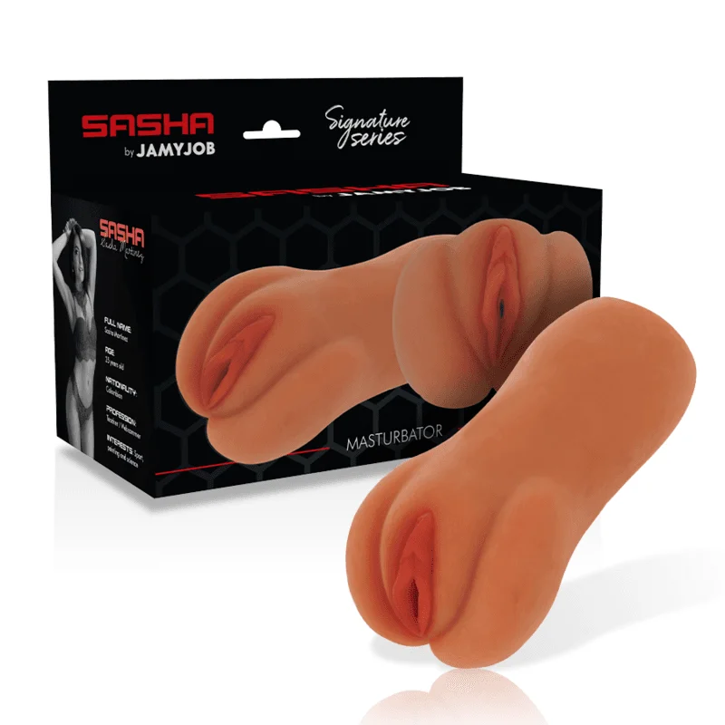 Masturbator vaginal Jamyjob Signature – Sasha, din TPR, 14 cm, lungime insertabilă 13 cm