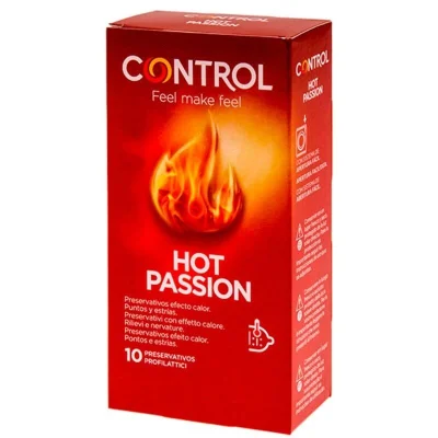 Prezervative Control – Hot Passion, cu efect de încălzire și textură cu puncte și striații, 10 bucăți