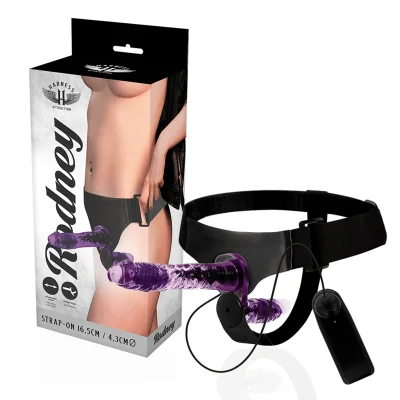 Ham pentru penetrare dublă Harness Attraction – Rodney, cu dildo mare 18×3.5 cm și dildo intern 10×3.2 cm