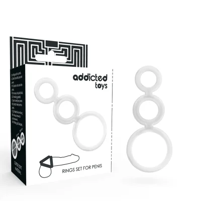 Set inele pentru penis Addicted Toys pentru susținerea erecției și întârzierea ejaculării, transparent, 3 bucăți