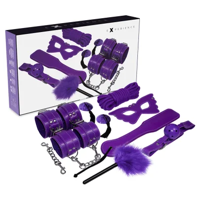 Kit BDSM Experience – Fetish Kit Purple Series, set complet cu 8 accesorii pentru dominație și jocuri erotice, culoare lila