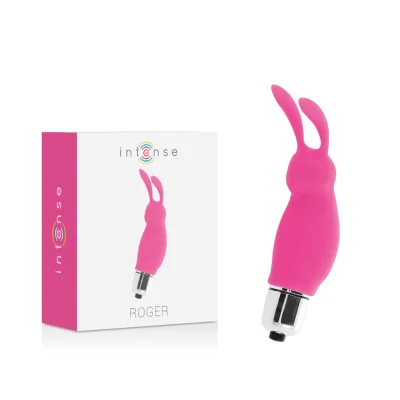Vibrator rabbit Intense – Roger, din silicon medical, cu vibrații puternice pentru stimulare clitoridiană, culoare roz