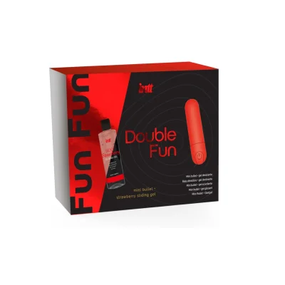 Set INTT – Double Fun, cu vibrator tip bullet și lubrifiant cu aromă de căpșuni 50 ml