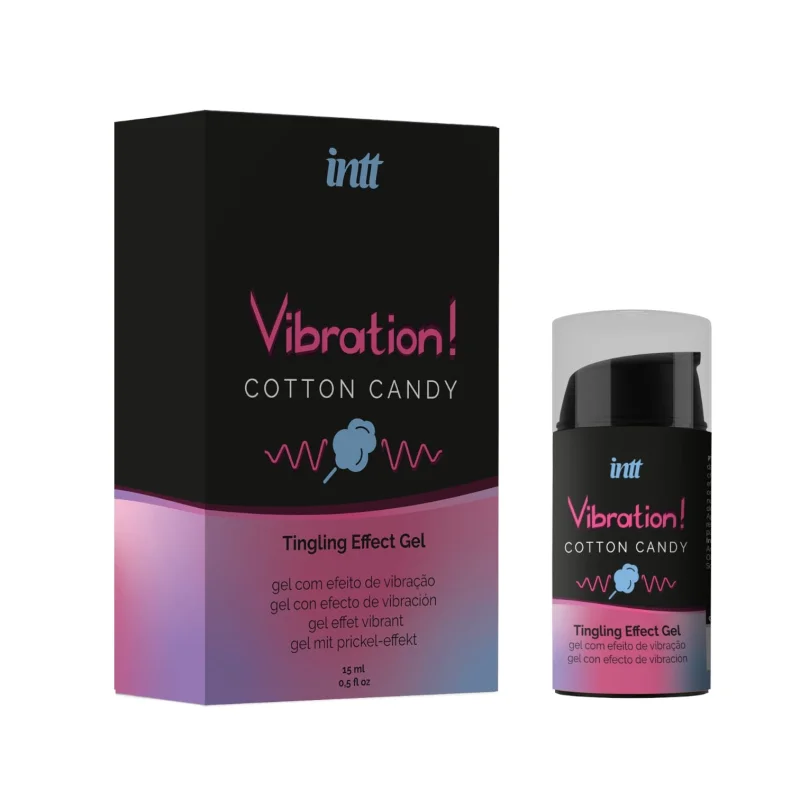 Gel INTT – Vibration Cotton Candy, cu aromă vată de zahăr, pentru excitare intensă, senzatie vibrantă, Unisex, 15 ml