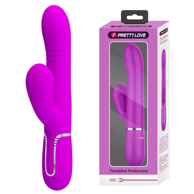 Vibrator tip Rabbit Pretty - Love Mariana cu multiple functii si moduri de vibrație, alimentare USB, mov