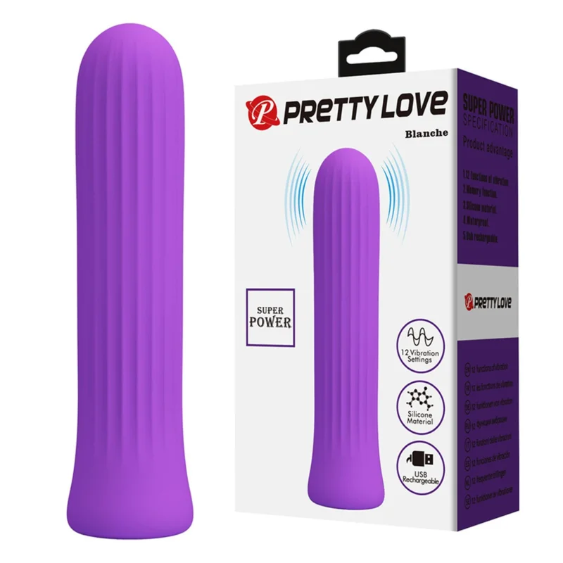 Vibrator tip bullet PRETTY LOVE - Blanche, 12 funcții de vibrație, reîncărcabil USB, stimulare intensă, mov