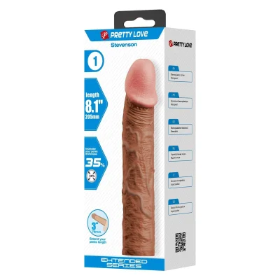 Manson pentru penis realist Pretty Love - Stevenson, TPR moale, +35% grosime, culoare maro închis, 20,5 cm