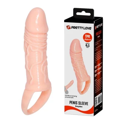 Manson pentru penis Pretty Love - Breyden, TPR moale, cu inel pentru testicule, culoare naturală, 15,5 cm