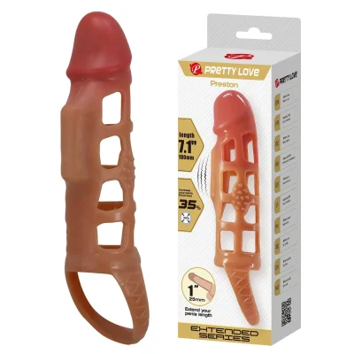 Manson pentru penis Pretty Love – Preston, cu vibrații, TPR, culoare naturală, 18 cm