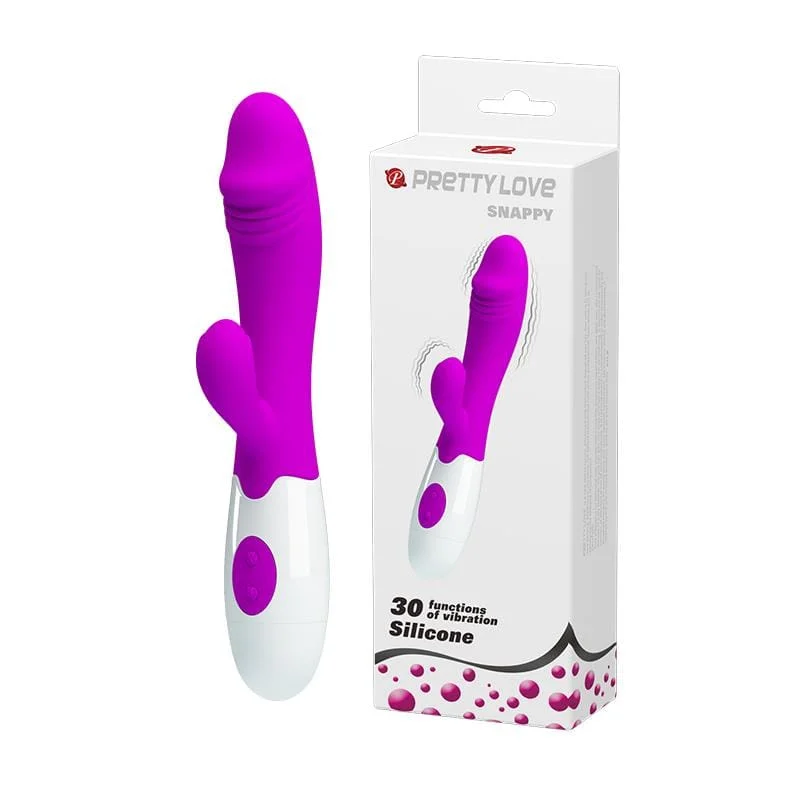 Vibrator PrettyLove - Snappy, cu 30 de funcții de vibrație, silicon, fucsia, 19,5 cm