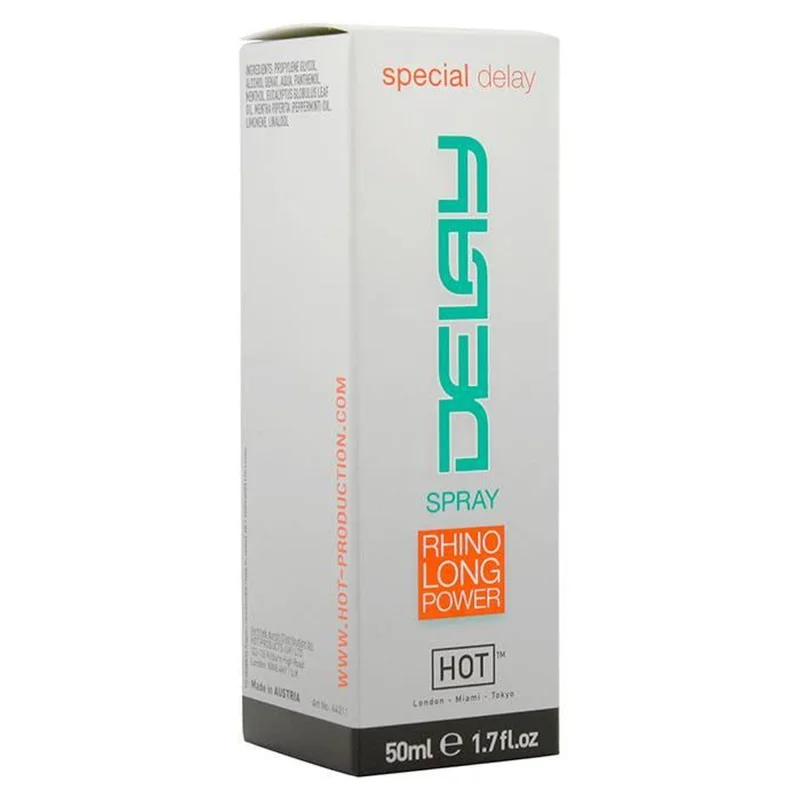 Spray Hot - Delay Spray Rhino Long Power, pentru întârzierea ejaculării, cu efect de răcire, 50 ml