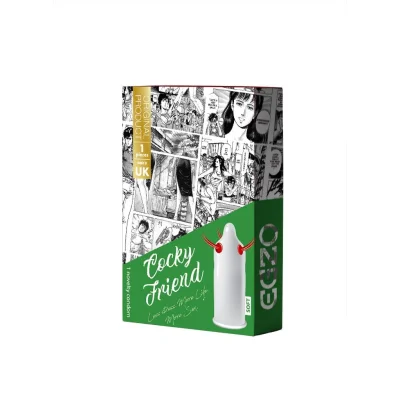 Prezervativ Egzo – Cocky Friend, textură cu micro-proeminențe moi pentru stimulare intensă, 1 bucată