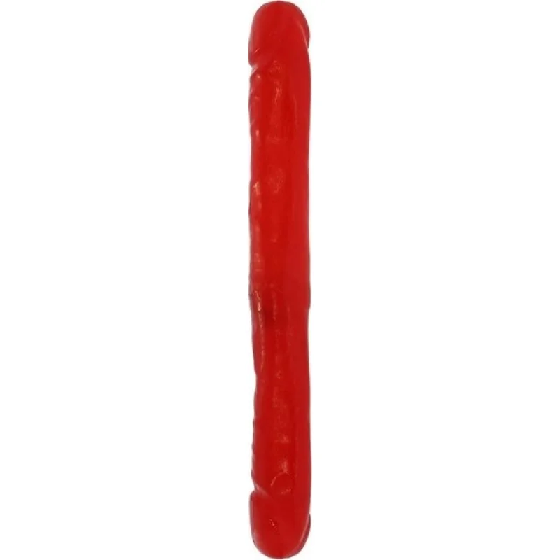 Dildo Dublu Realist, PVC, Rosu, 33 cm