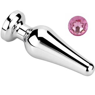 Dop Anal Emery Large Metalic Argintiu Cristal Roz Passion Labs