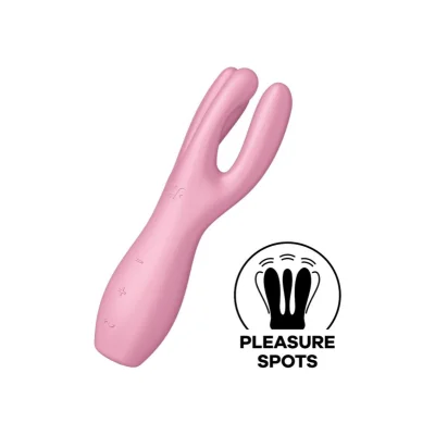 Vibrator Threesome 3 Satisfyer Silicon USB Roz 14 cm