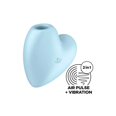 Stimulator Clitoris Cutie Heart Air Pulse Stimulator+Vibration, Silicon, USB, Albastru