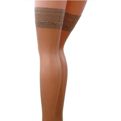 Ciorapi cu Autosustinere, Cusaturi Verticale, 17 DEN, Visone, XS/S