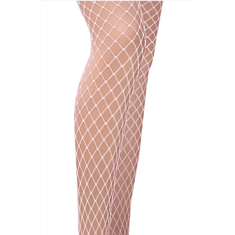 Ciorapi Cabaret Plasa Fishnet, Alb, XXL