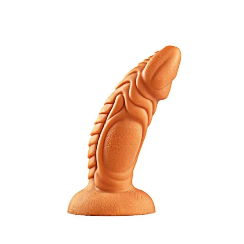 Dildo Dino cu Ventuza, Silicon Lichid, Auriu, 20 cm, Guilty Toys