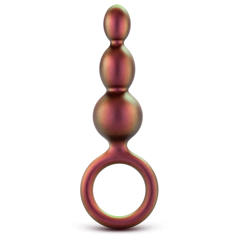 Dop Anal Adventures Matrix Beaded cu Inel, Silicon, Bronz, 13.9 cm