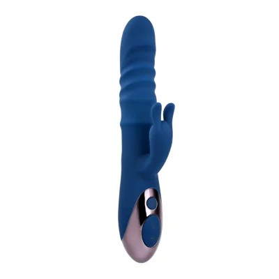 Vibrator Iepuras The Ringer 10 Moduri Stimulatoare, Thrusting, Silicon, USB, Albastru, 23.8 cm