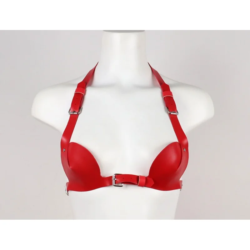 Sutien Sexy din Piele Ecologica, Rosu, S-L, JGF Lingerie