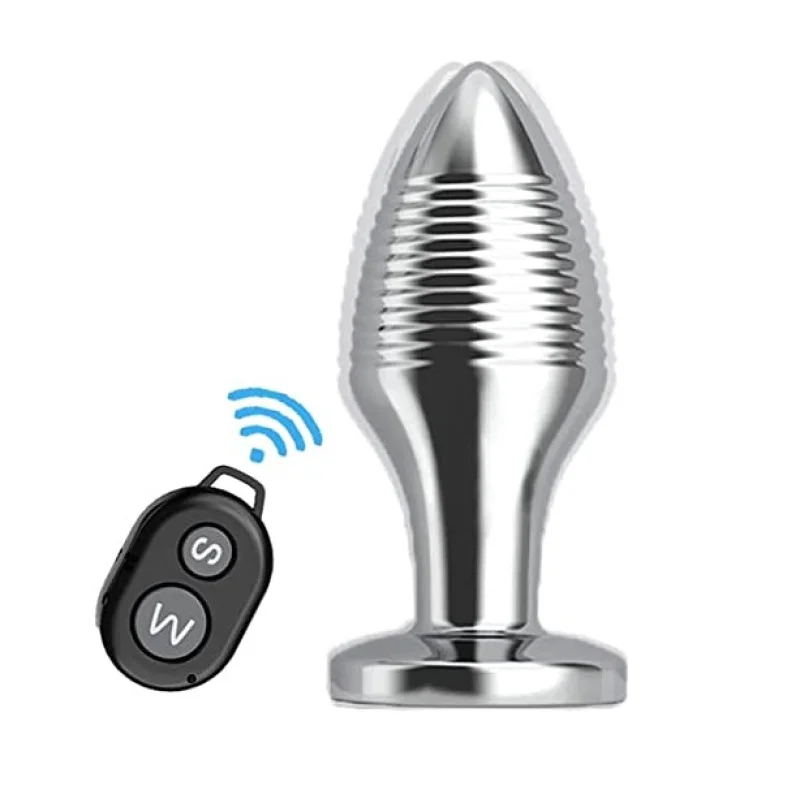 Dop Anal Remote Control, 10 Moduri Vibratii, Metal, USB, Argintiu, 7.5 cm