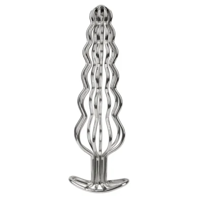 Dop Anal Wavy Bars, Metal, Argintiu, 16.5 cm, Guilty Toys