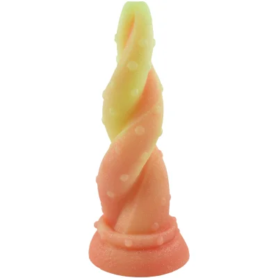 Dildo No.3 Fantasy Beasts, Silicon Premium, Portocaliu/Galben, 21.5 cm