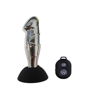 Dop Anal cu Ventuza, Remote Control, 10 Moduri Vibratii, Metal, USB, Argintiu, 13 cm