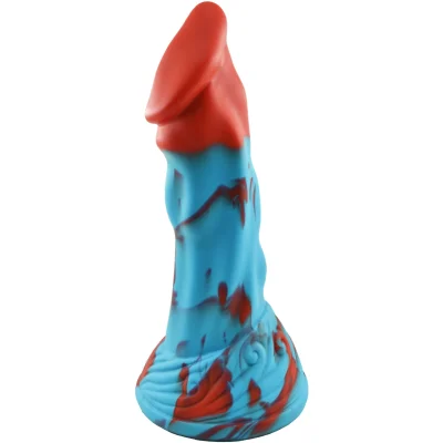Dildo No.2 Fantasy Beasts, Silicon Premium, Albastru/Rosu, 21 cm