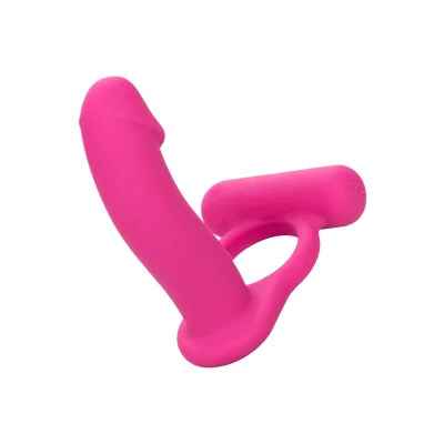 Inel de Penis cu Stimulator Anal Double Diver, 12 Moduri Vibratii, Functie Memorie, Silicon, USB, Roz
