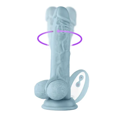 Vibrator Realist Vortex Turbo Baller FemmeFunn, Remote Control, 8 Moduri Vibratii, 1 Miscare Rotatie, Silicon Lichid, USB, Albastru, 20.6 cm