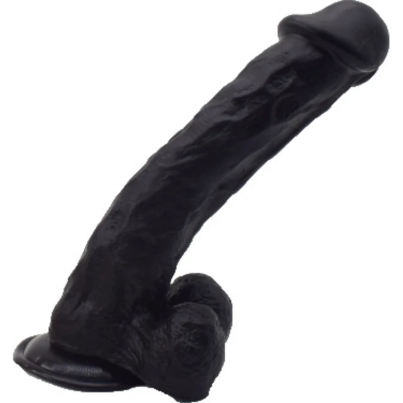Dildo Big Realistic cu Ventuza, PVC, Negru, 27.5 cm, Mokko Toys