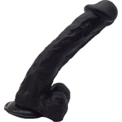 Dildo Big Realistic cu Ventuza, PVC, Negru, 27.5 cm, Mokko Toys